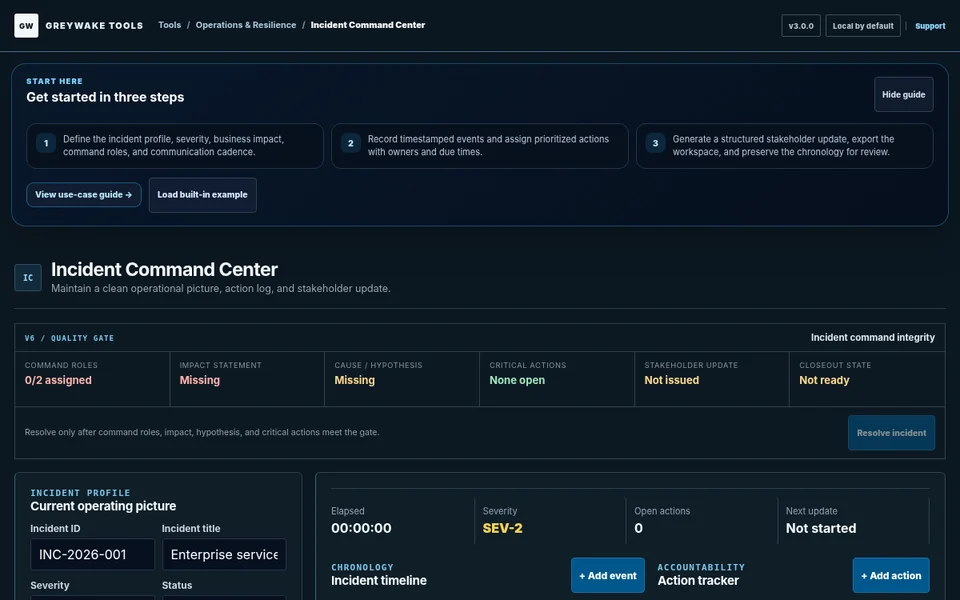 Incident Command Center interface